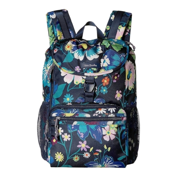 Vera Bradley Handbags - VERA BRADLEY Lg Backpack Navy Blue Floral Lighten Up Daytripper Teal Aqua Navy
